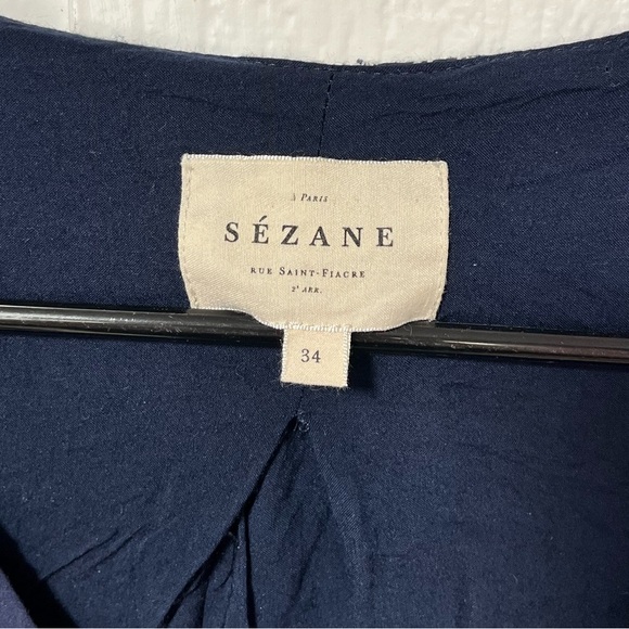 Sezane Aura babydoll eyelet floral Dress in navy blue size 2 - Picture 5 of 8